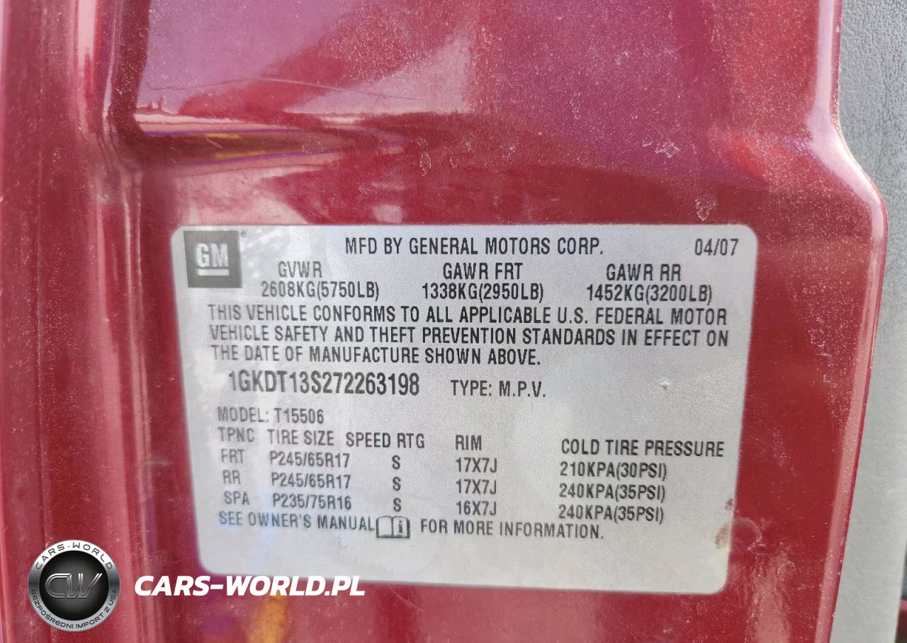 2007 GMC Envoy VIN:1GKDT13S272263198 - 13