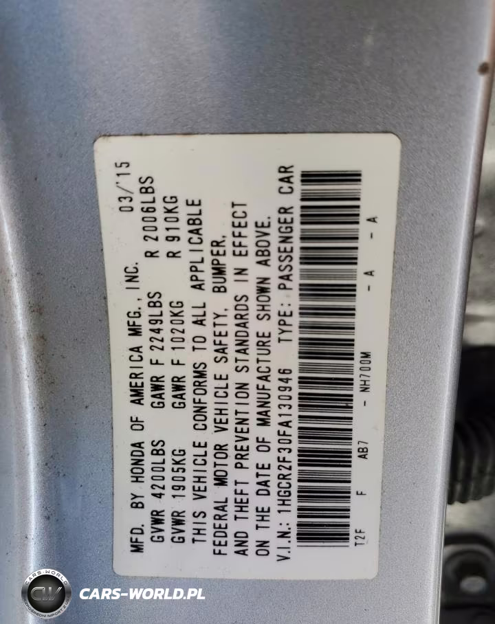 2015 Honda Accord Lx VIN:1HGCR2F30FA130946 - 12