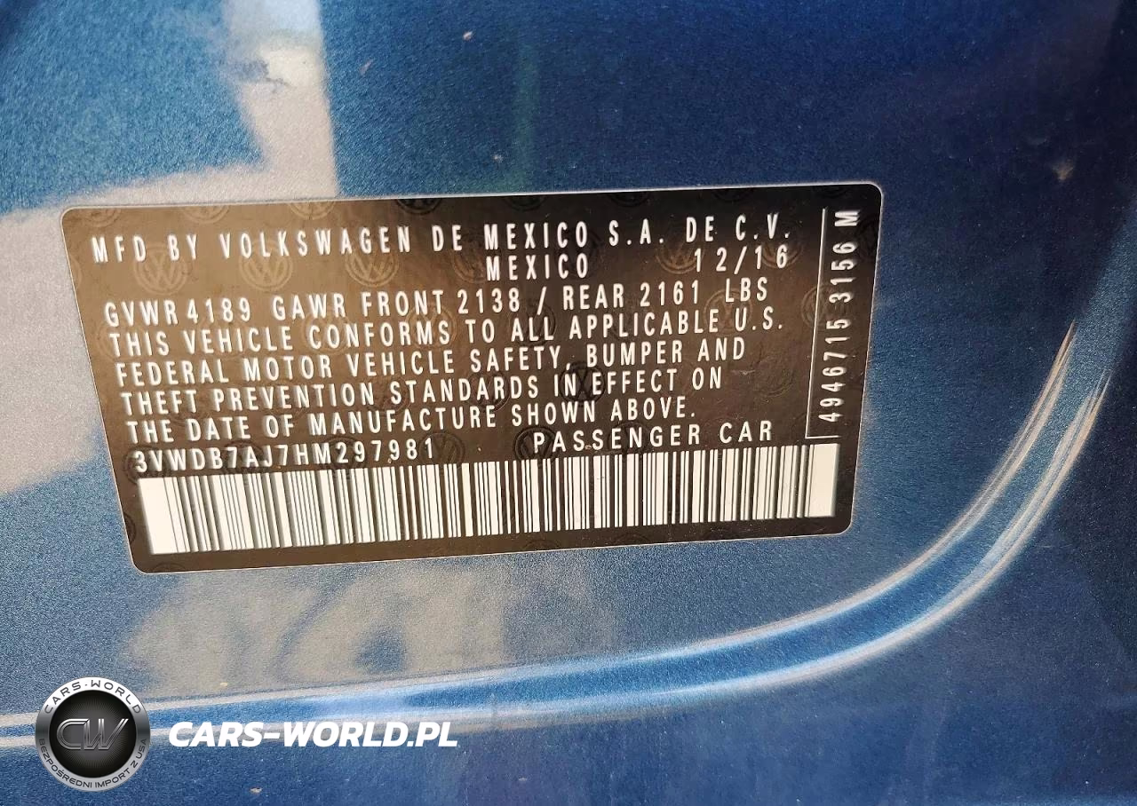 2017 Volkswagen Jetta Se VIN:3VWDB7AJ7HM297981 - 12