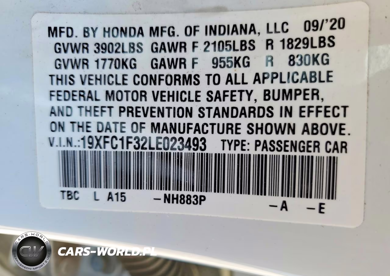 2020 Honda Civic Ex VIN:19XFC1F32LE023493 - 12