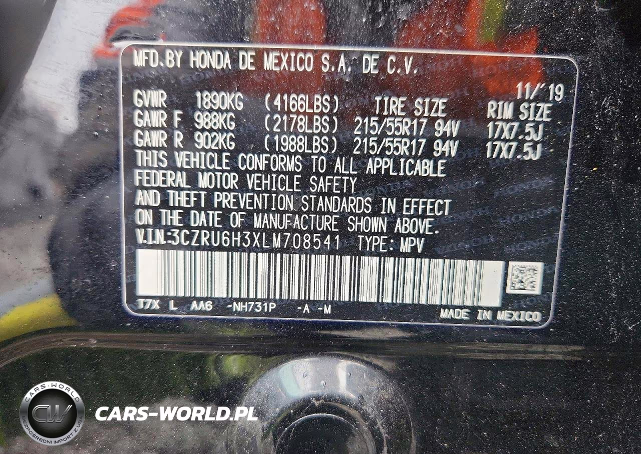 2020 Honda Hr-V Lx VIN:3CZRU6H3XLM708541 - 13
