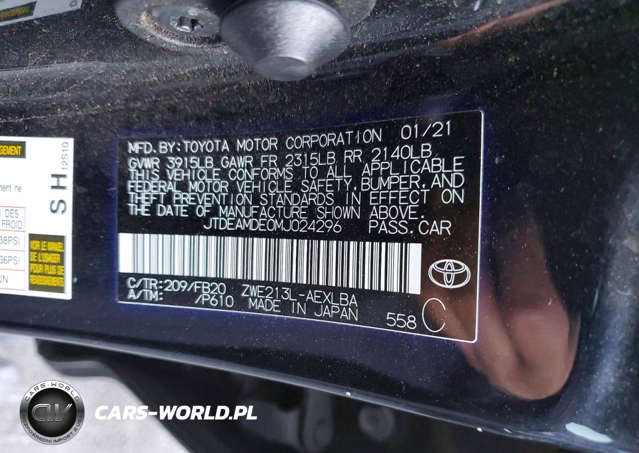 2021 Toyota Corolla Le VIN:JTDEAMDE0MJ024296 - 12