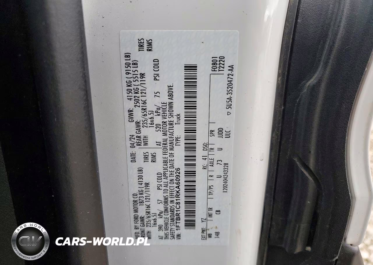 2024 Ford Transit T-250 VIN:1FTBR1C81RKA60926 - 13