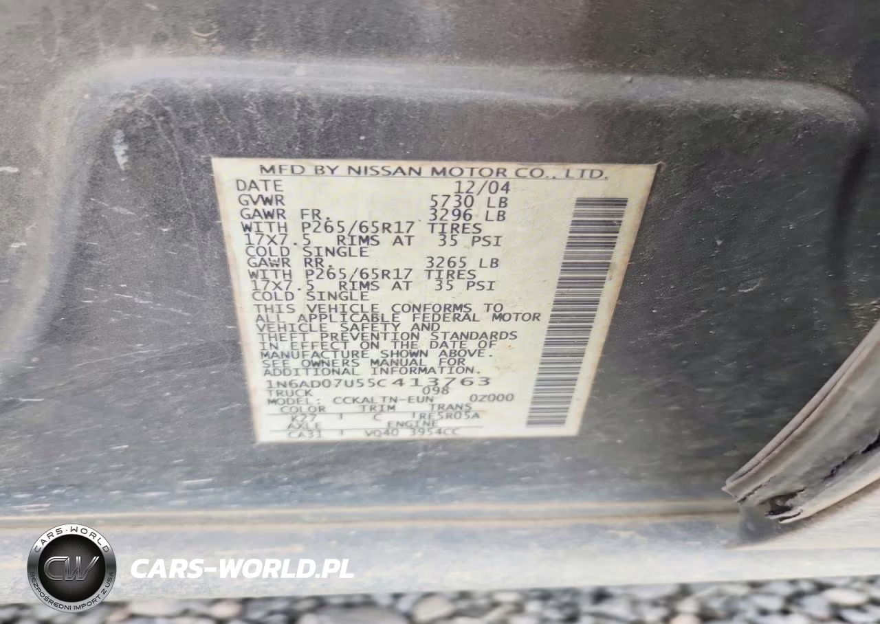 2005 Nissan Frontier Se VIN:1N6AD07U55C413763 - 12