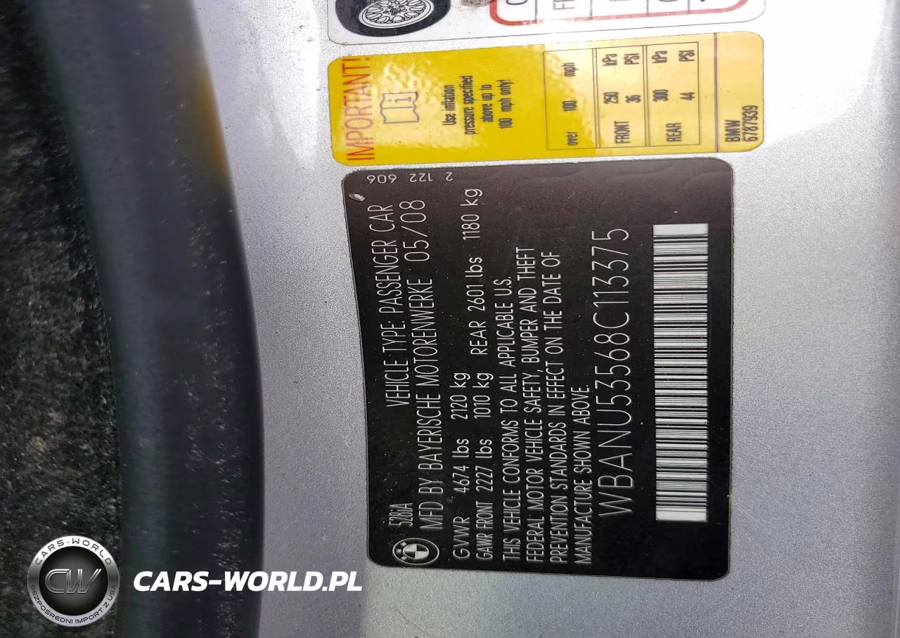 2008 BMW 528 I VIN:WBANU53568C113375 - 12