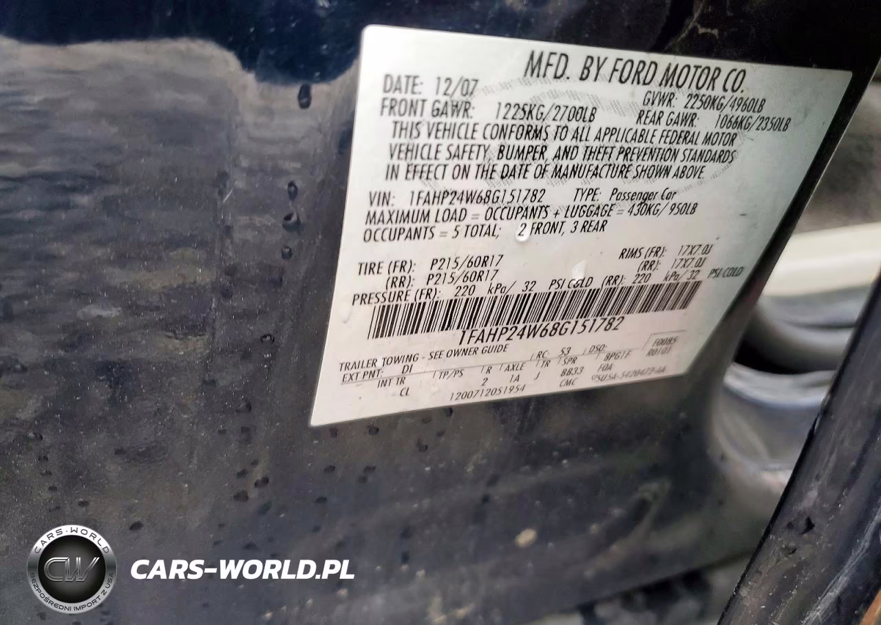 2008 Ford Taurus Sel VIN:1FAHP24W68G151782 - 13