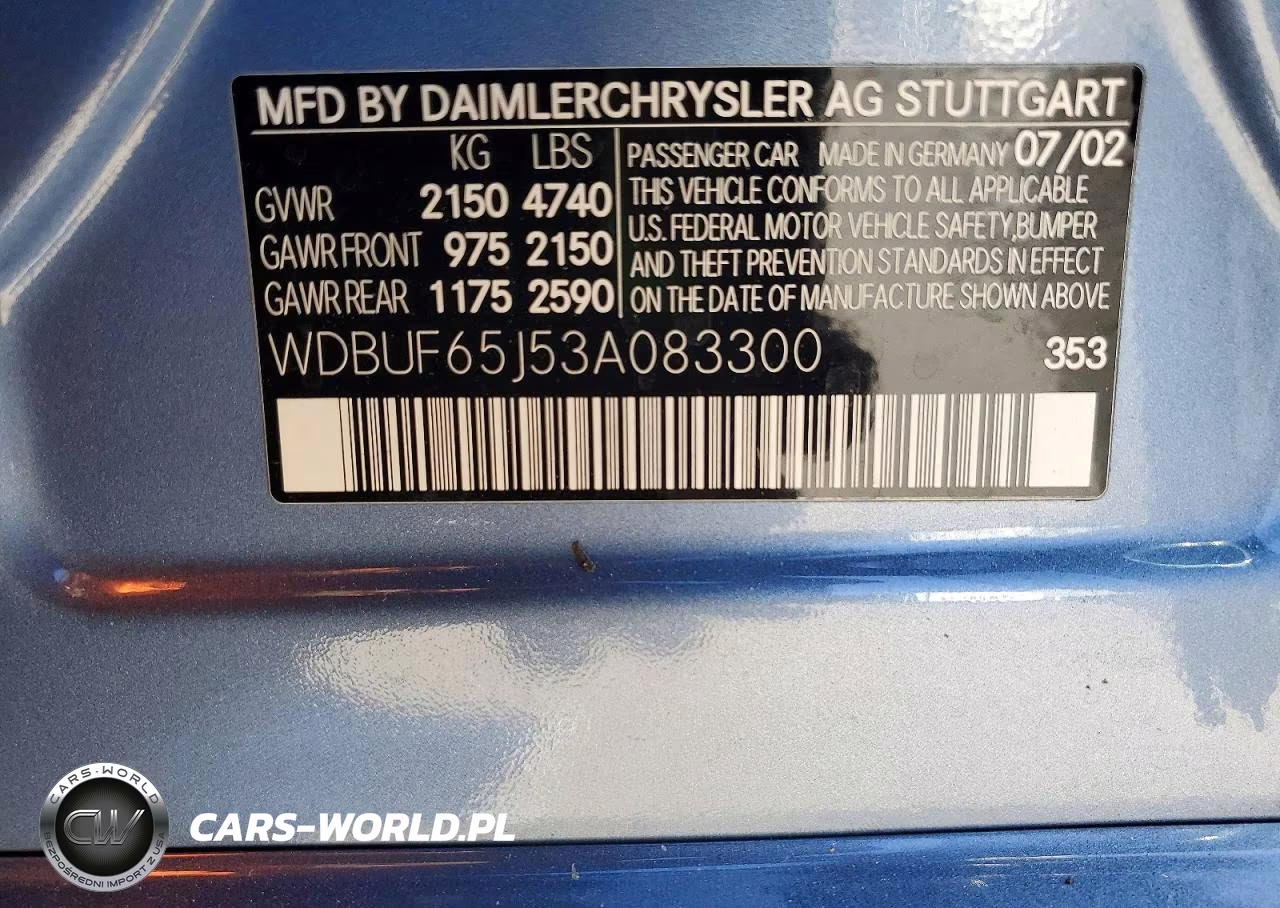 2003 Mercedes-Benz E 320 VIN:WDBUF65J53A083300 - 12