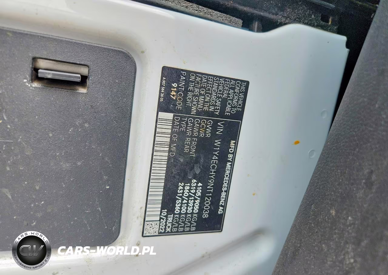 2022 Mercedes Benz Sprinter 2500 Delivery Van VIN:W1Y4ECHY9NT120038 - 12