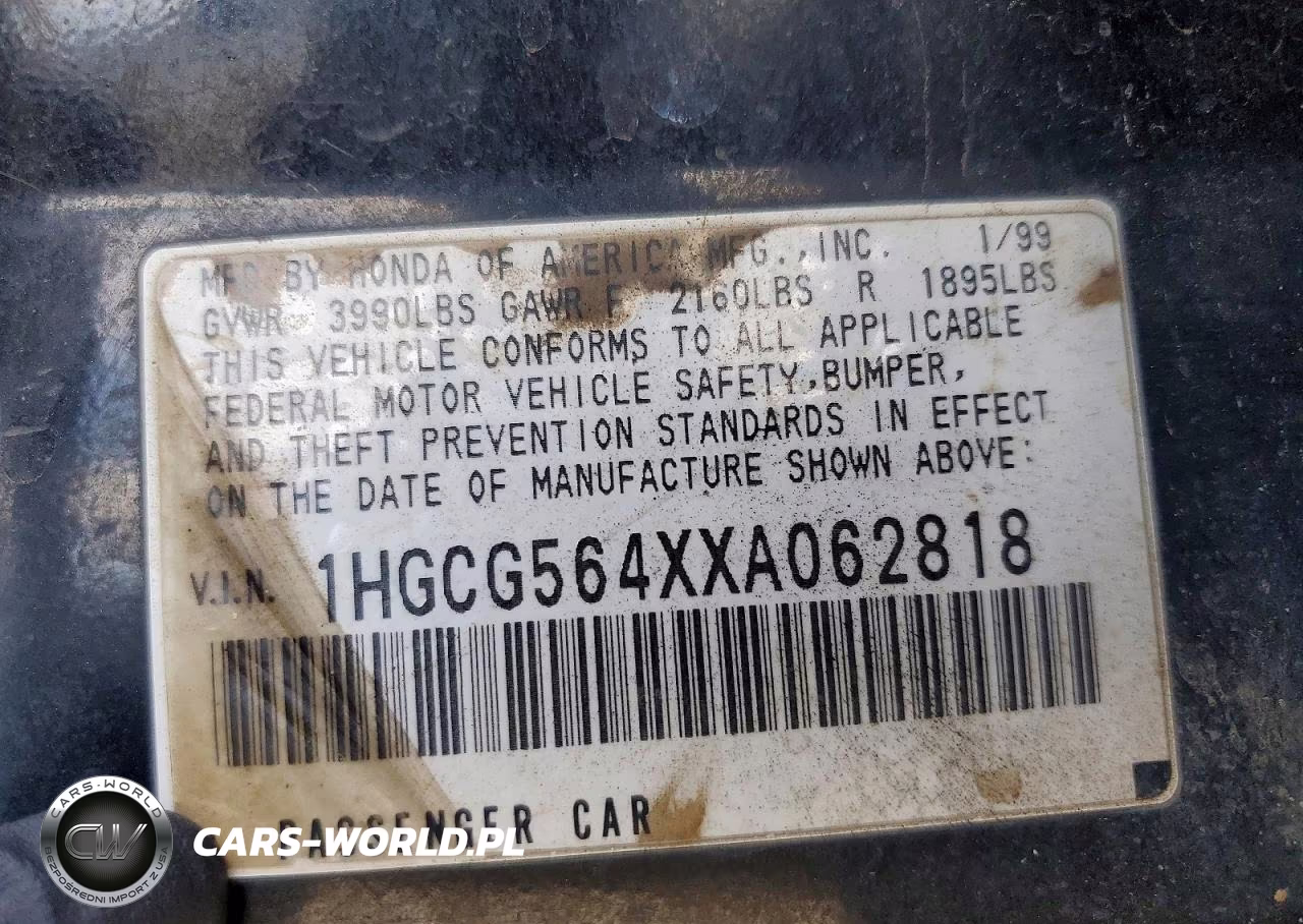 1999 Honda Accord Lx VIN:1HGCG564XXA062818 - 13