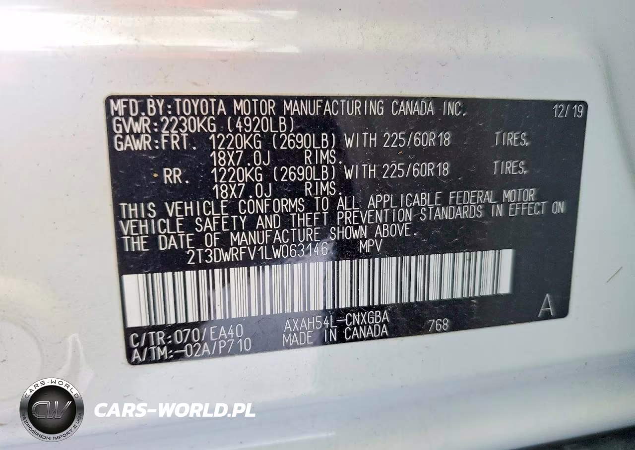 2020 Toyota Rav4 Limited VIN:2T3DWRFV1LW063146 - 12