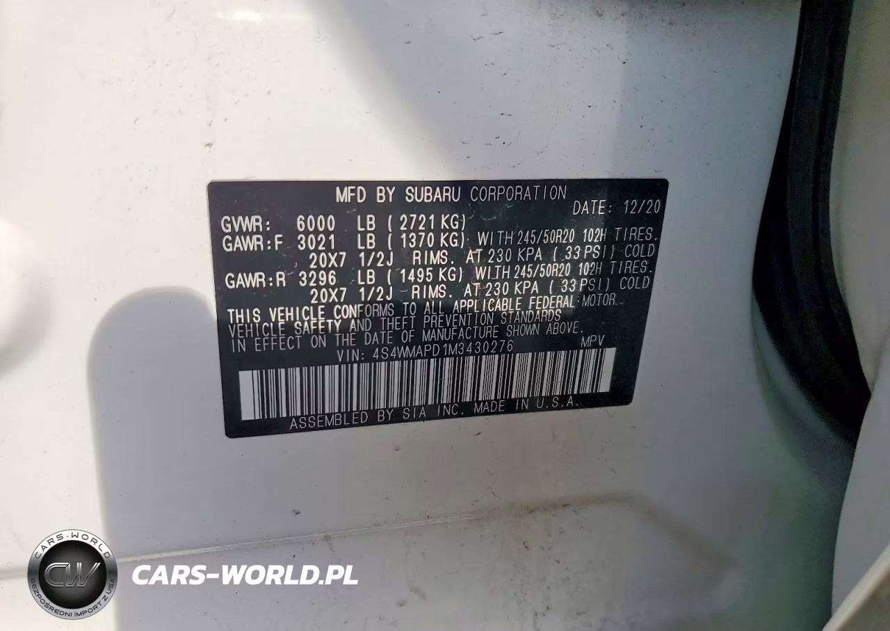 2021 Subaru Ascent Limited VIN:4S4WMAPD1M3430276 - 13