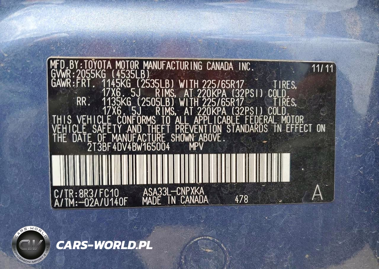 2011 Toyota Rav4 Base VIN:2T3BF4DV4BW165004 - 13