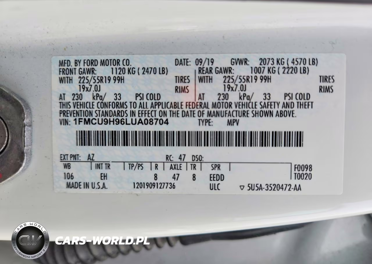 2020 Ford Escape Sel VIN:1FMCU9H96LUA08704 - 12
