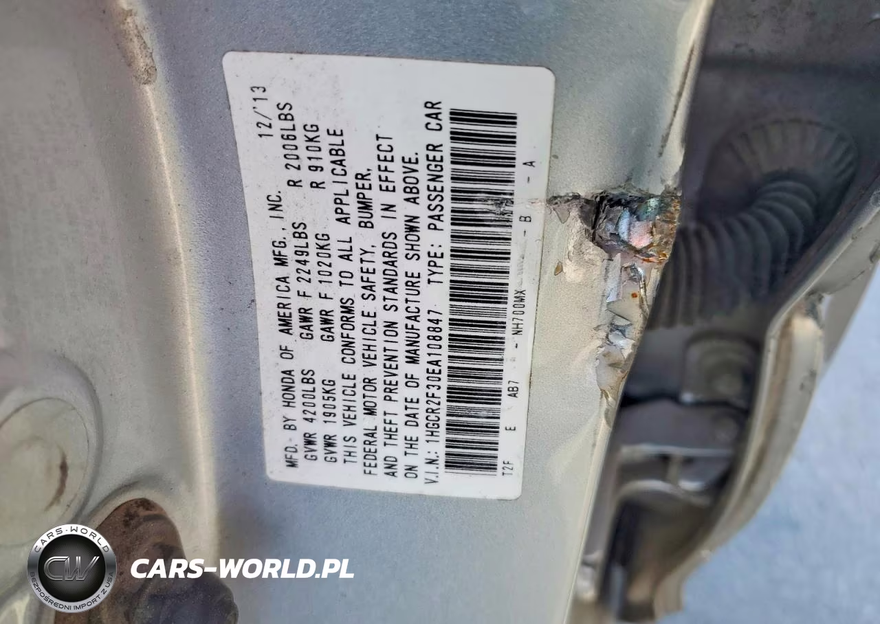 2014 Honda Accord Lx VIN:1HGCR2F30EA108847 - 12