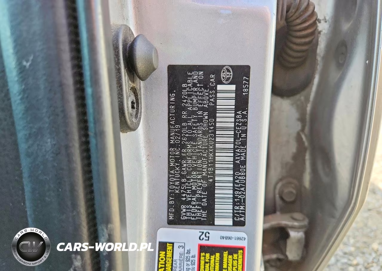 2019 Toyota Camry Se VIN:4T1B11HKXKU231450 - 12
