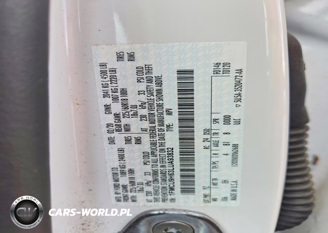 2020 Ford Escape Sel VIN:1FMCU9H63LUA93832 - 13