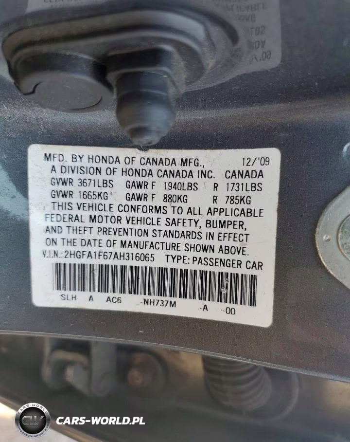 2010 Honda Civic Lx-S VIN:2HGFA1F67AH316065 - 12