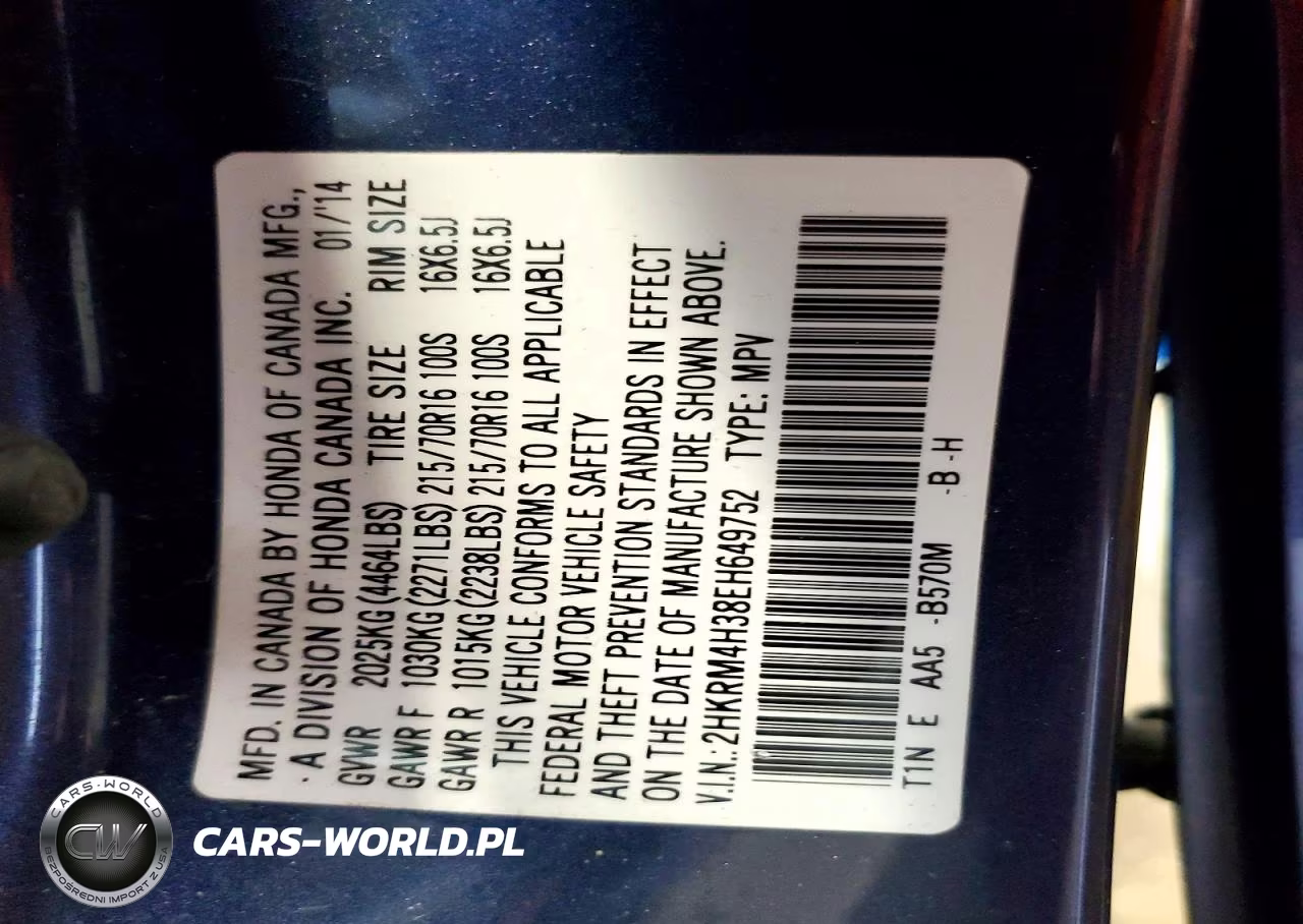 2014 Honda Cr-V Lx VIN:2HKRM4H38EH649752 - 13