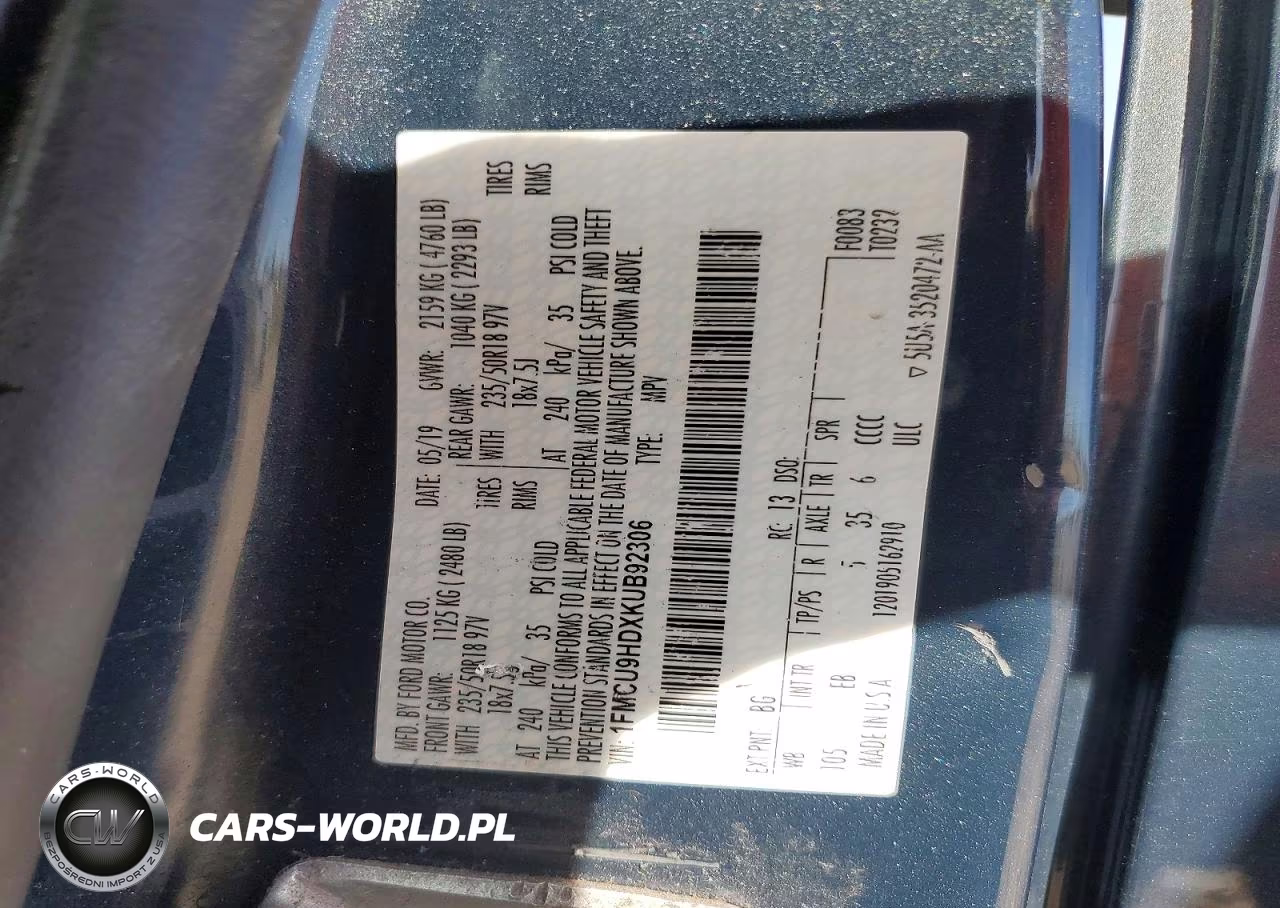 2019 Ford Escape Sel VIN:1FMCU9HDXKUB92306 - 14