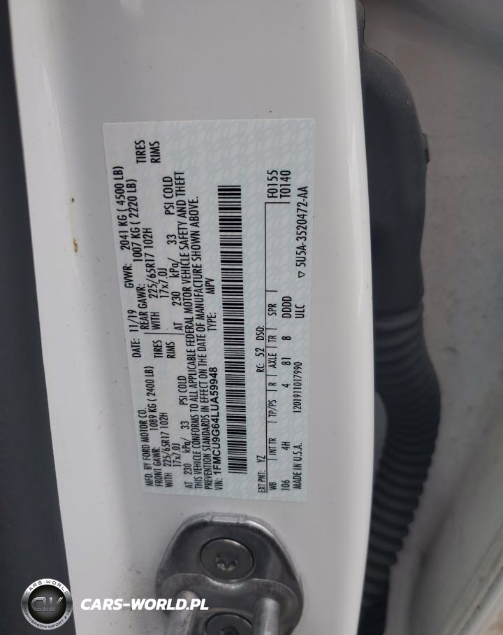 2020 Ford Escape Se VIN:1FMCU9G64LUA59948 - 13