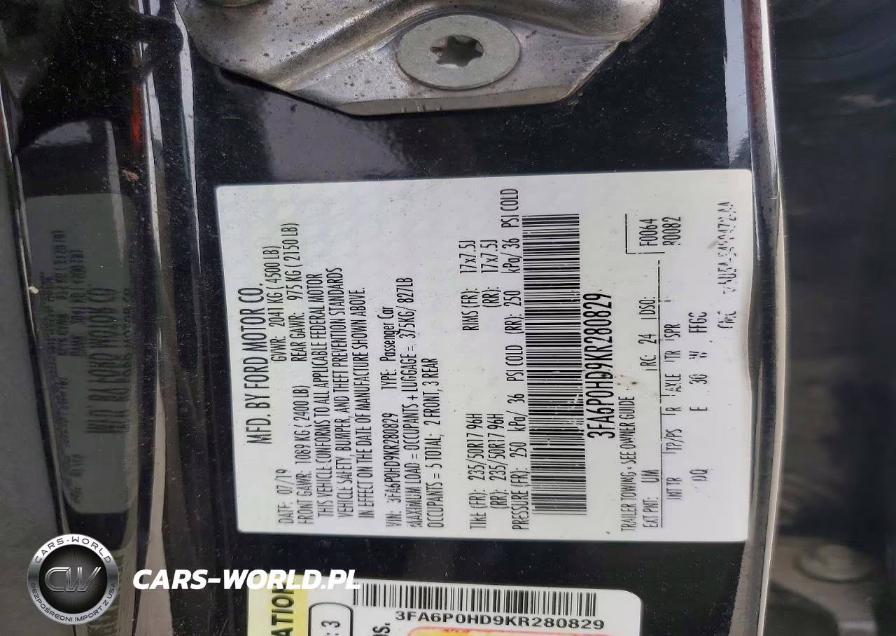 2019 Ford Fusion Se VIN:3FA6P0HD9KR280829 - 12