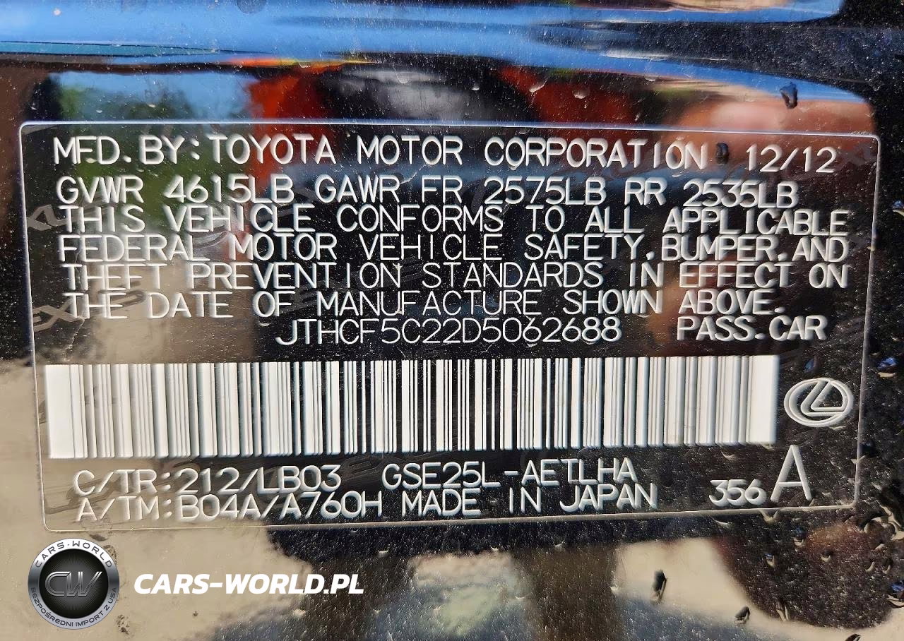 2013 Lexus Is 250 VIN:JTHCF5C22D5062688 - 12