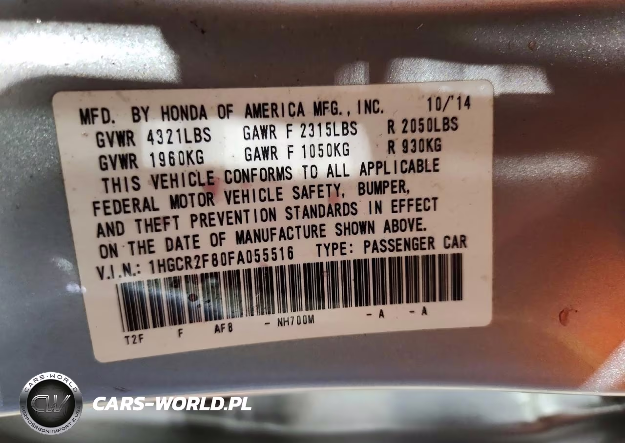 2015 Honda Accord Exl VIN:1HGCR2F80FA055516 - 13