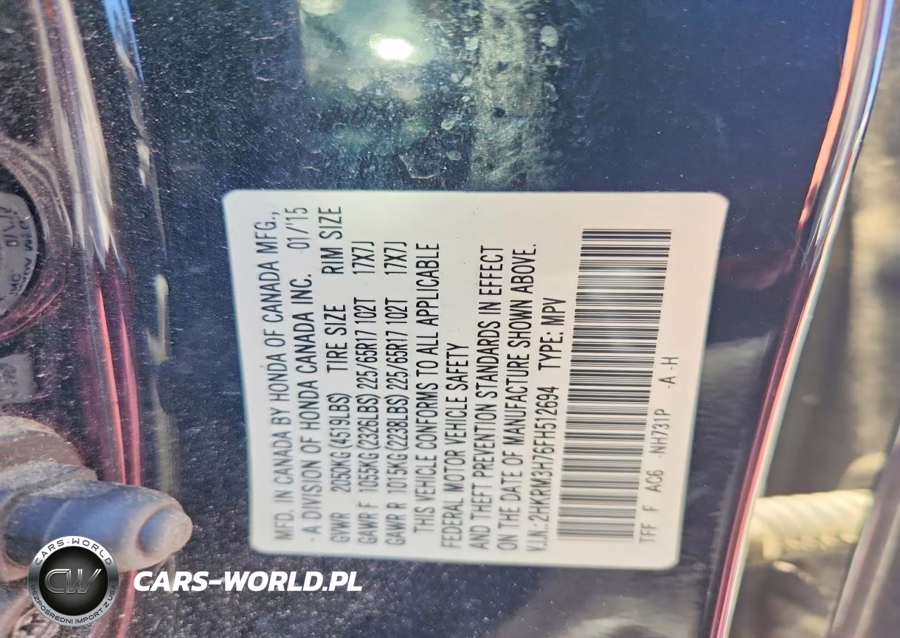 2015 Honda Cr-V Exl VIN:2HKRM3H76FH512694 - 13