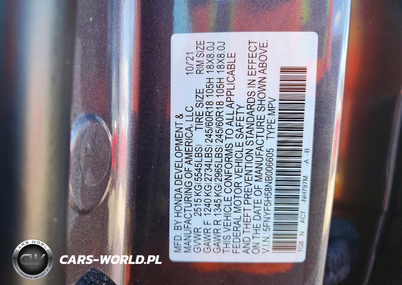 2022 Honda Pilot Exl VIN:5FNYF5H58NB006605 - 12