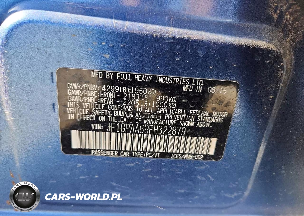 2015 Subaru Impreza VIN:JF1GPAA69FH322879 - 12