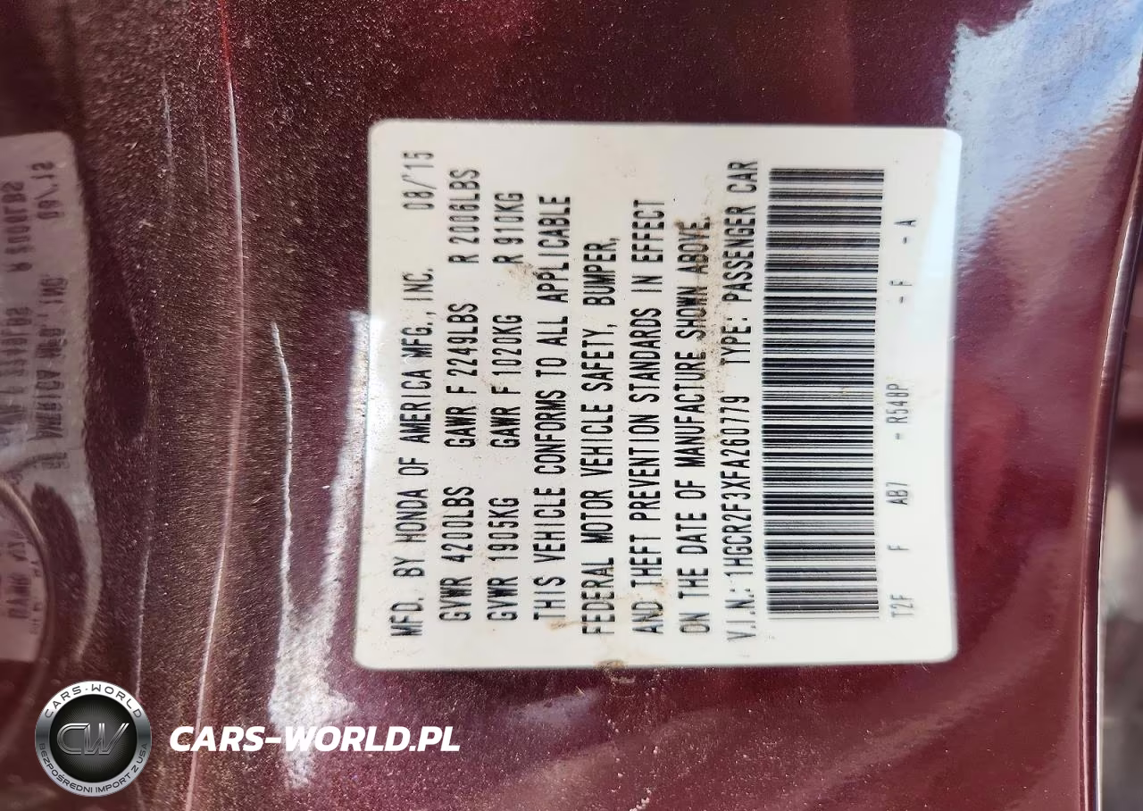 2015 Honda Accord Lx VIN:1HGCR2F3XFA260779 - 12