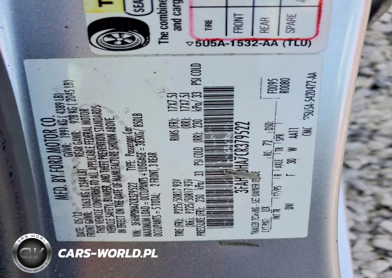 2012 Ford Fusion Se VIN:3FAHP0HA7CR379522 - 12