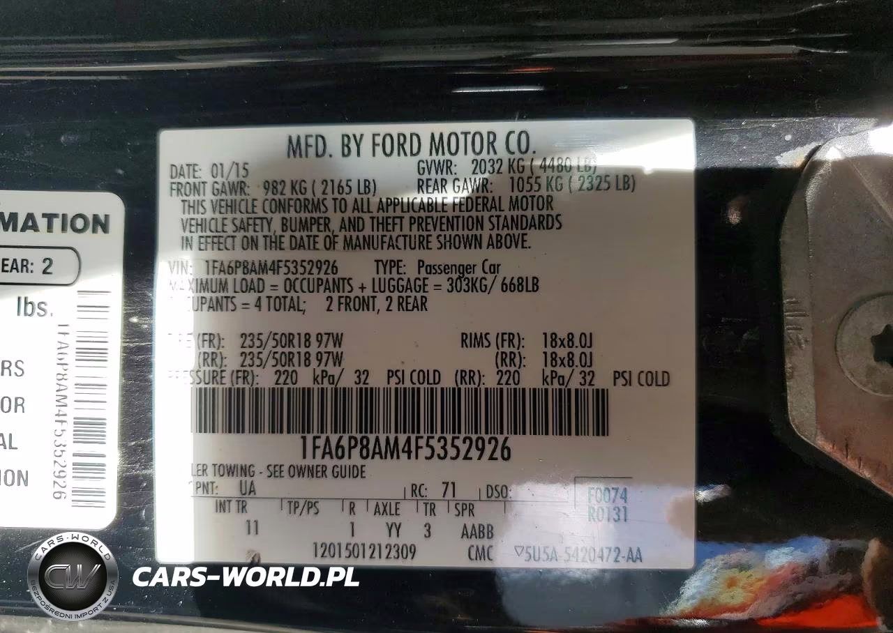 2015 Ford Mustang VIN:1FA6P8AM4F5352926 - 12
