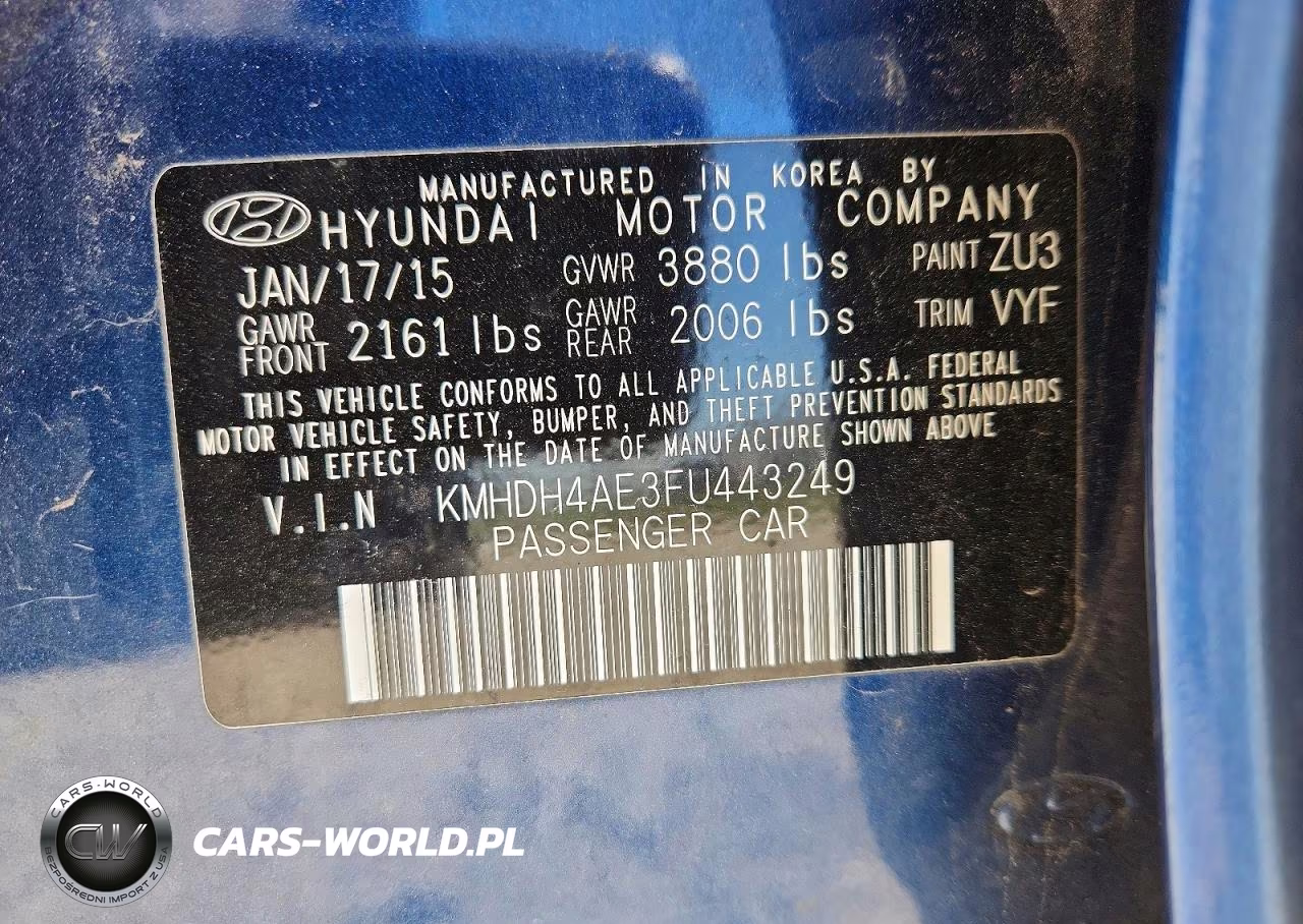 2015 Hyundai Elantra Se VIN:KMHDH4AE3FU443249 - 13