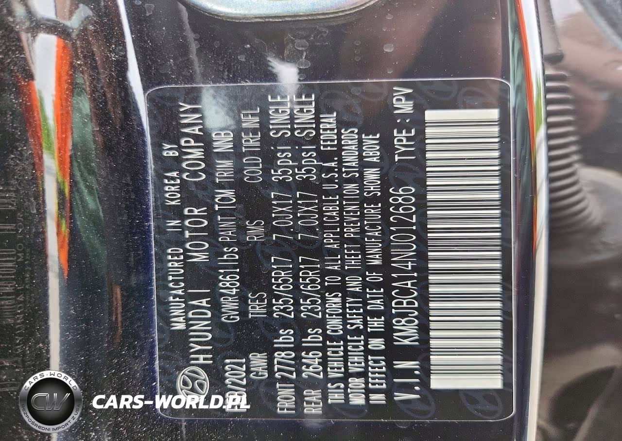 2022 Hyundai Tucson Blue VIN:KM8JBCA14NU012686 - 14