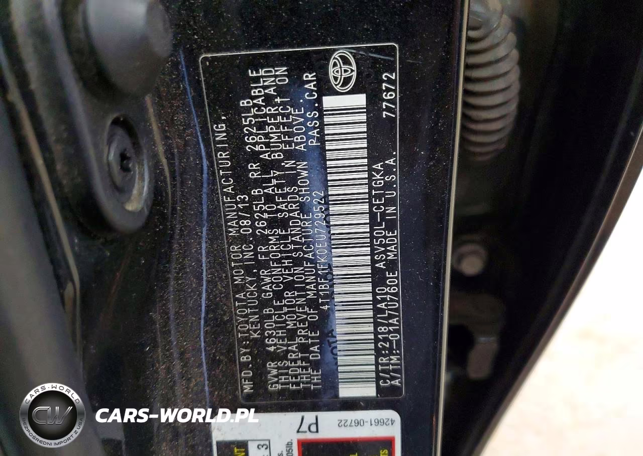 2014 Toyota Camry Xle VIN:4T1BF1FK0EU729522 - 12