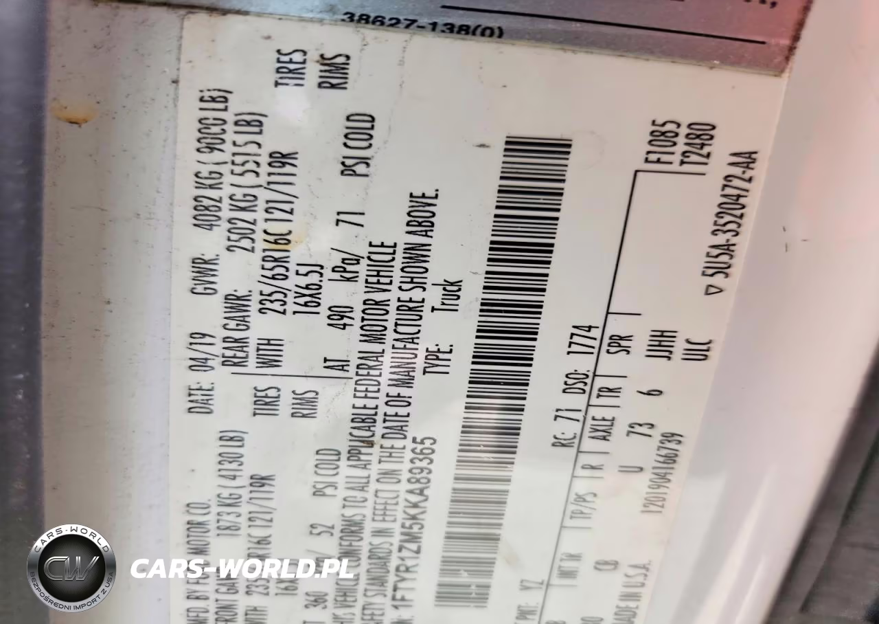 2019 Ford Transit T-250 VIN:1FTYR1ZM5KKA89365 - 14