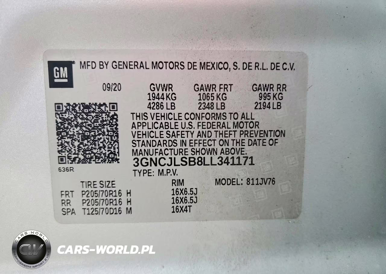 2020 Chevrolet Trax VIN:3GNCJLSB8LL341171 - 12