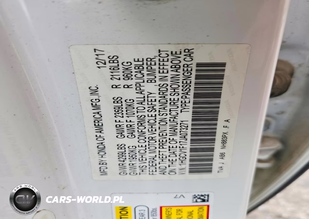 2018 Honda Accord Lx VIN:1HGCV1F17JA073271 - 12