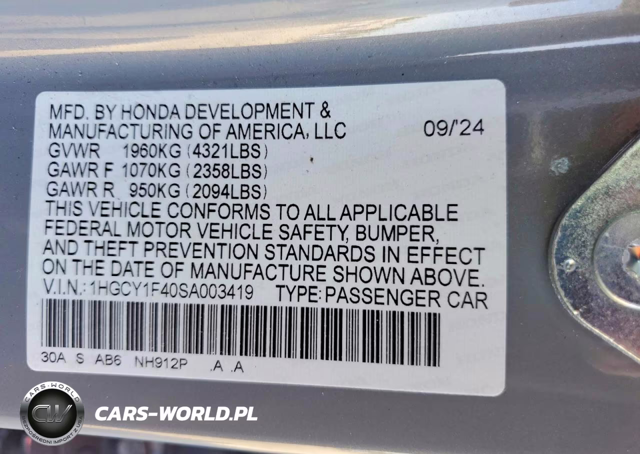 2025 Honda Accord Se VIN:1HGCY1F40SA003419 - 12