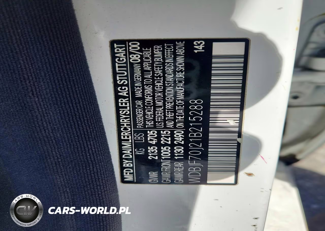 2001 Mercedes-Benz E 430 VIN:WDBJF70J21B215288 - 12