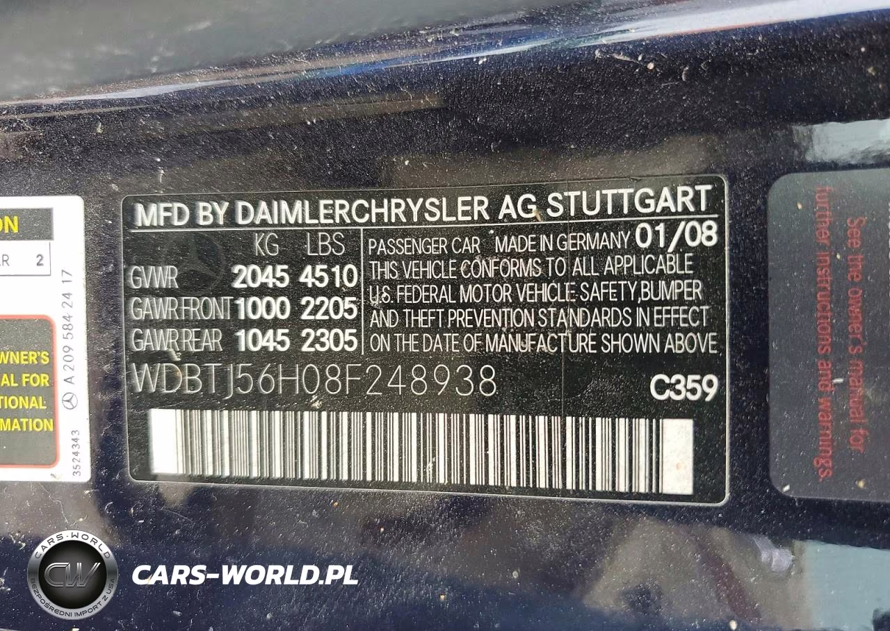 2008 Mercedes-Benz Clk 350 VIN:WDBTJ56H08F248938 - 12
