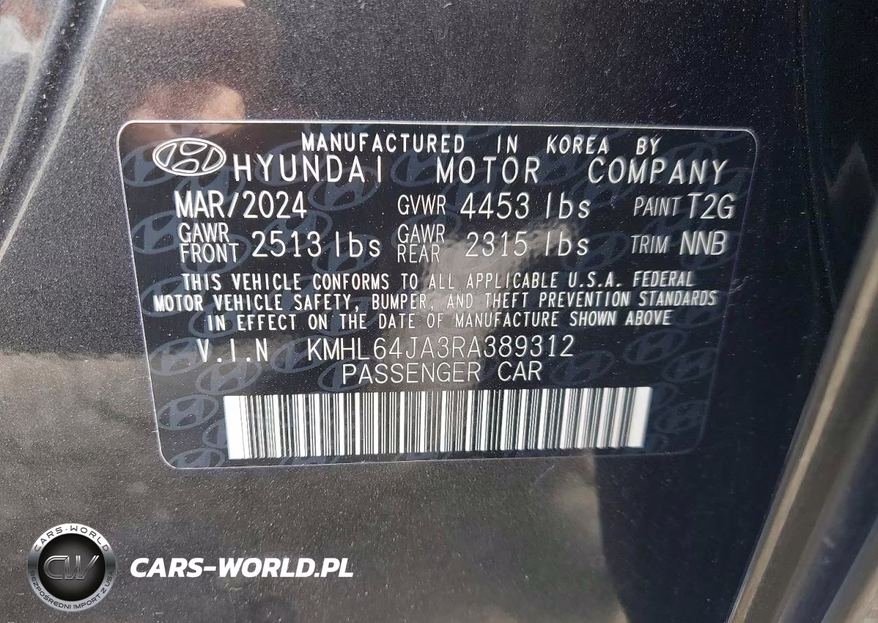 2024 Hyundai Sonata Sel VIN:KMHL64JA3RA389312 - 13