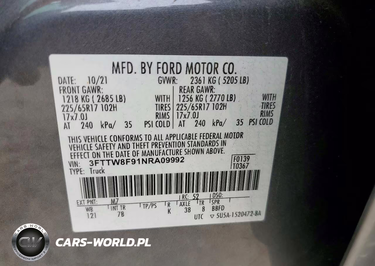 2022 Ford Maverick Xl VIN:3FTTW8F91NRA09992 - 12