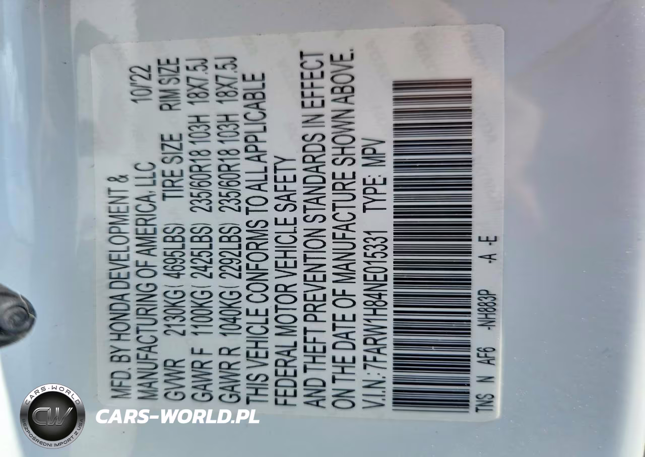 2022 Honda Cr-V Exl VIN:7FARW1H84NE015331 - 13