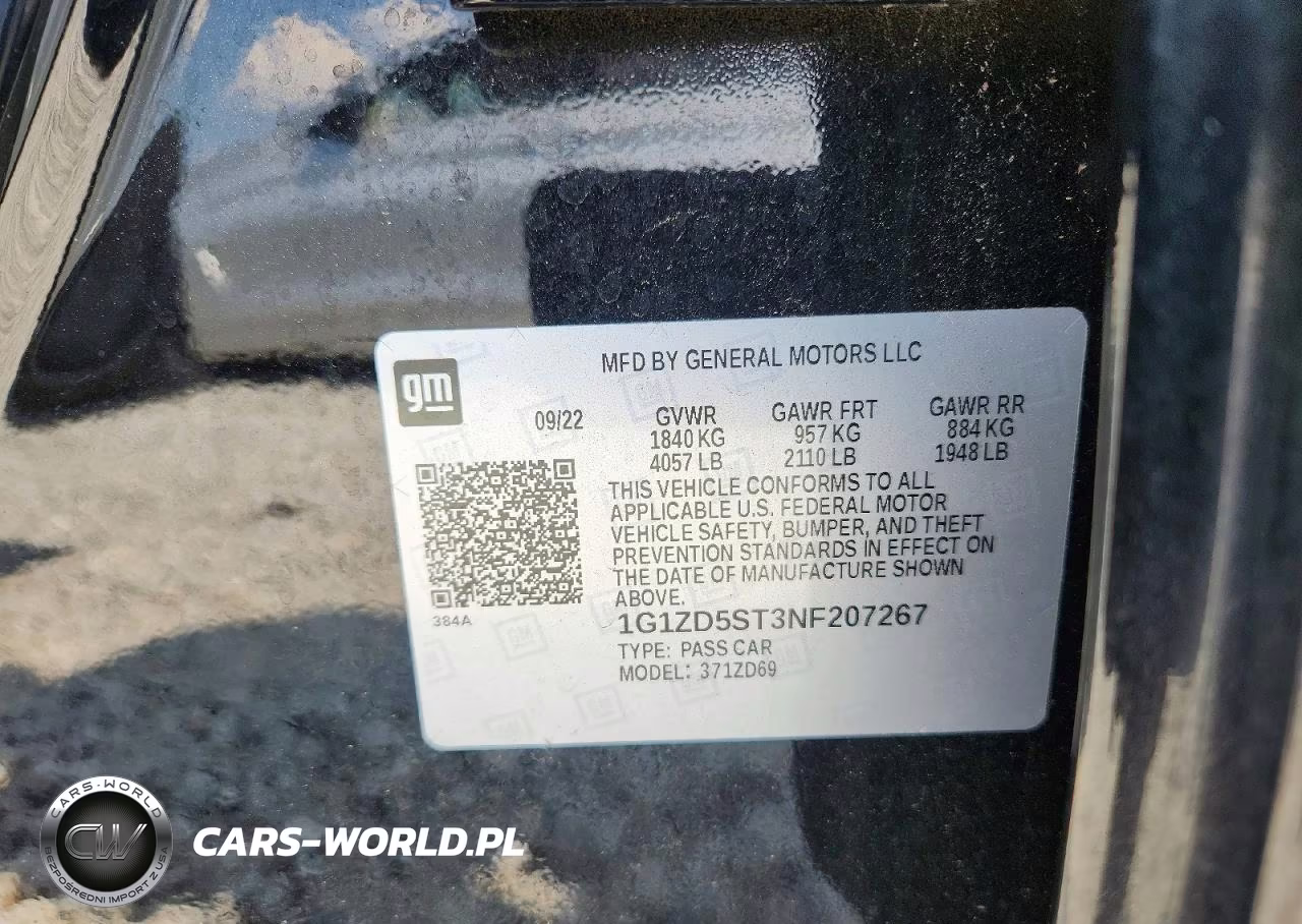 2022 Chevrolet Malibu Lt VIN:1G1ZD5ST3NF207267 - 12