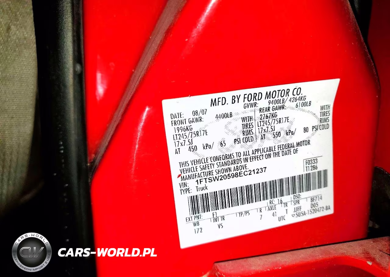 2008 Ford F250 Super Duty VIN:1FTSW20598EC21237 - 12
