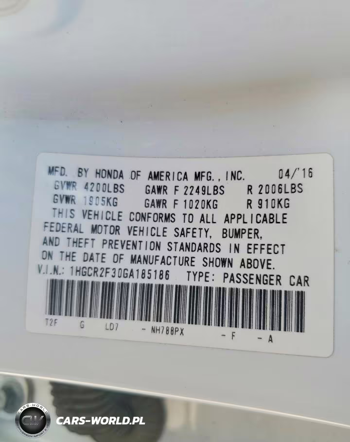 2016 Honda Accord Lx VIN:1HGCR2F30GA185186 - 12