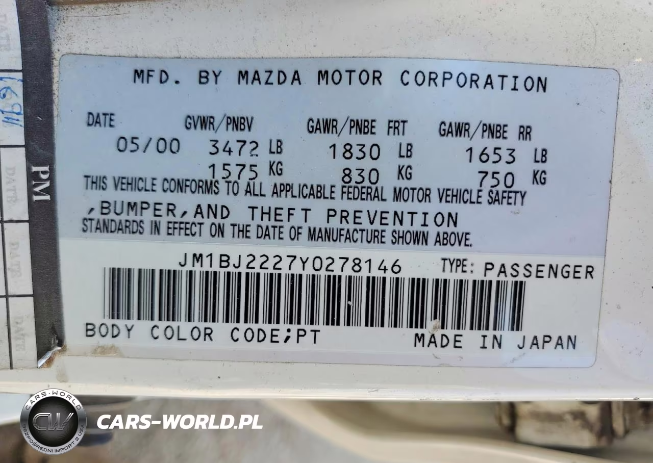 2000 Mazda Protege Dx VIN:JM1BJ2227Y0278146 - 12