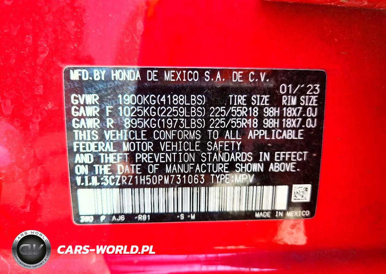 2023 Honda Hr-V Sport VIN:3CZRZ1H50PM731063 - 13